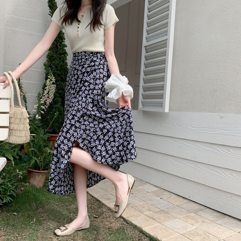 Real Shot Sun-proof Floral Skirt With Various Colors