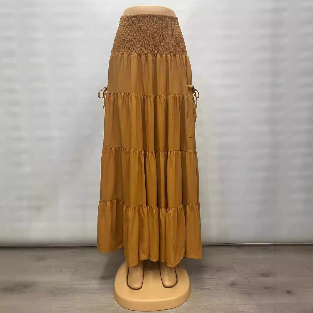 Casual Women Bohemian Loose Solid Skirt