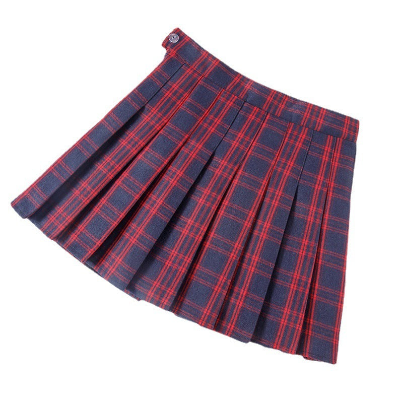 Plaid Pleated Skirt Women's Autumn And Winter High Waist Short