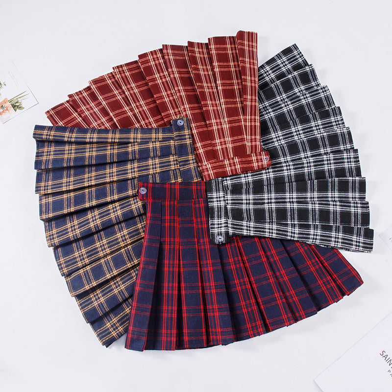 Plaid Pleated Skirt Women's Autumn And Winter High Waist Short
