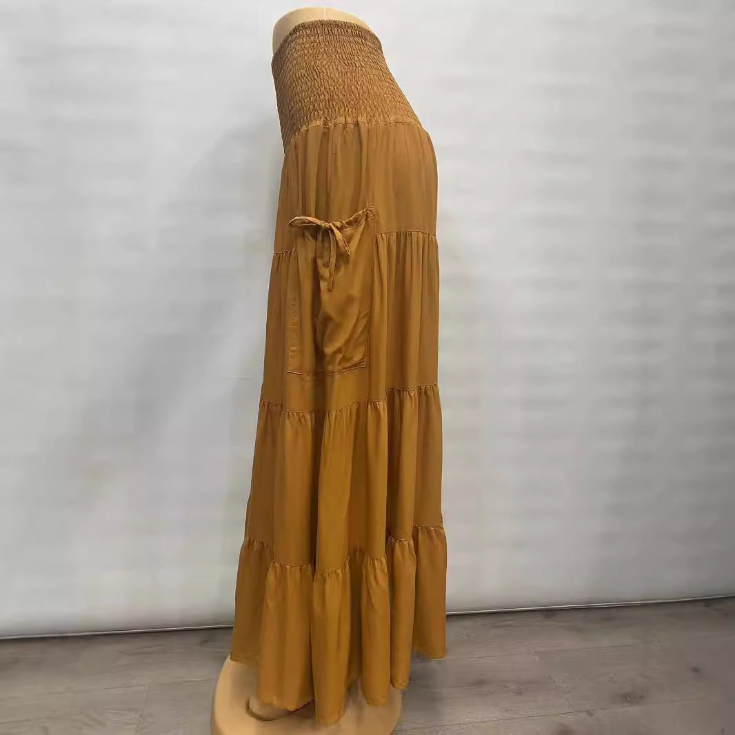 Casual Women Bohemian Loose Solid Skirt