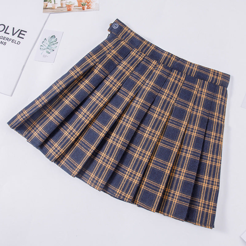 Plaid Pleated Skirt Women's Autumn And Winter High Waist Short