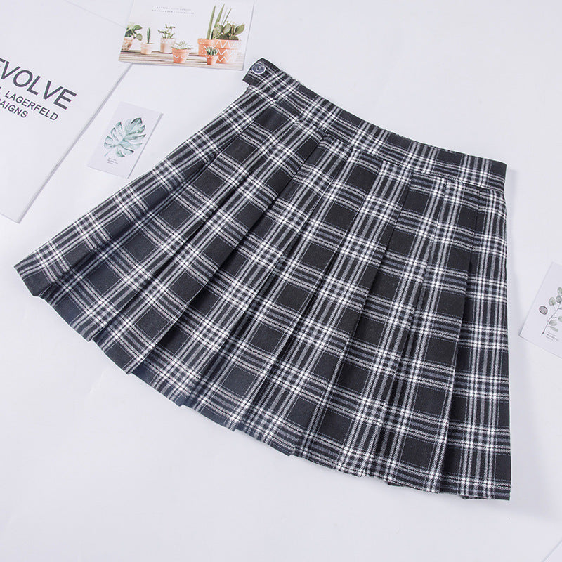 Plaid Pleated Skirt Women's Autumn And Winter High Waist Short