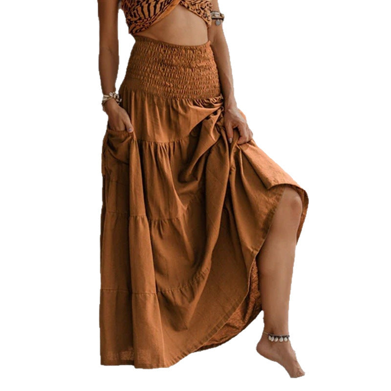 Casual Women Bohemian Loose Solid Skirt