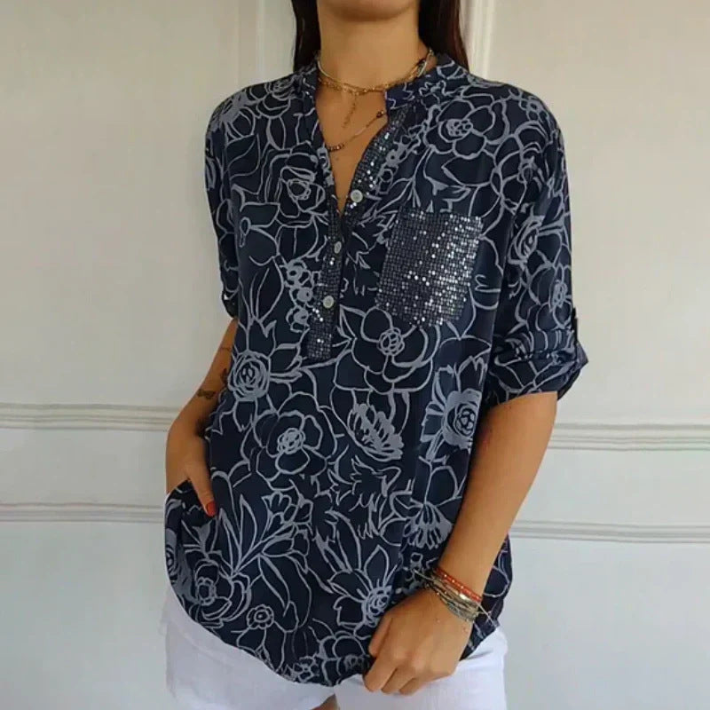 Fashion Casual Trend Floral Print Blouse