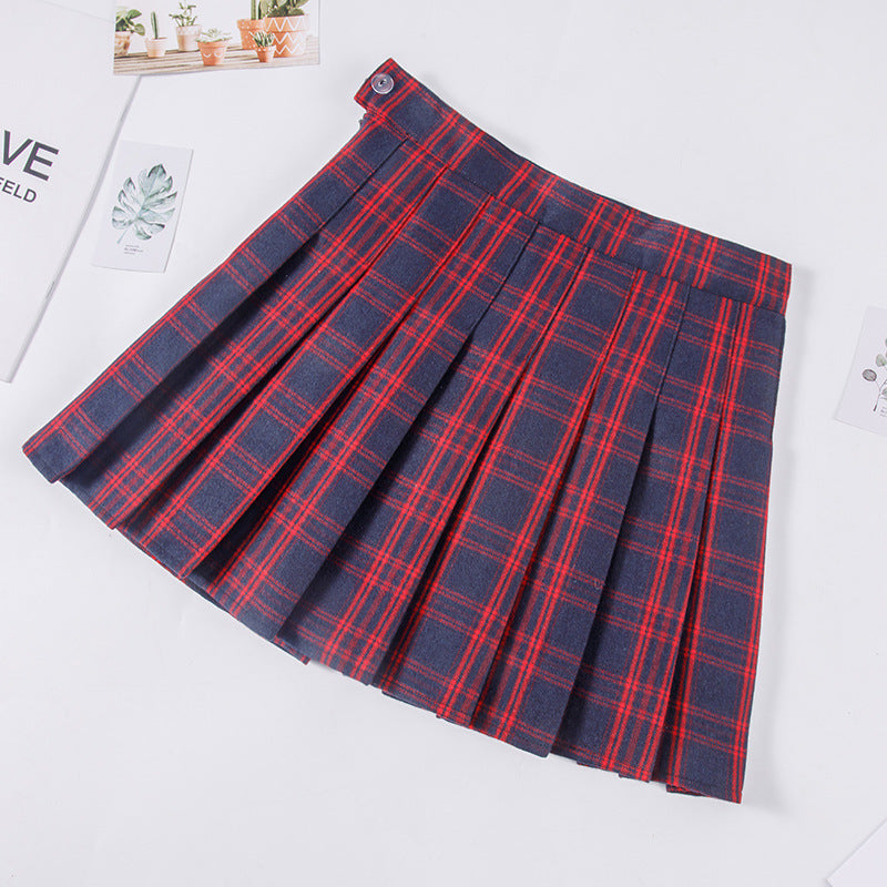 Plaid Pleated Skirt Women's Autumn And Winter High Waist Short