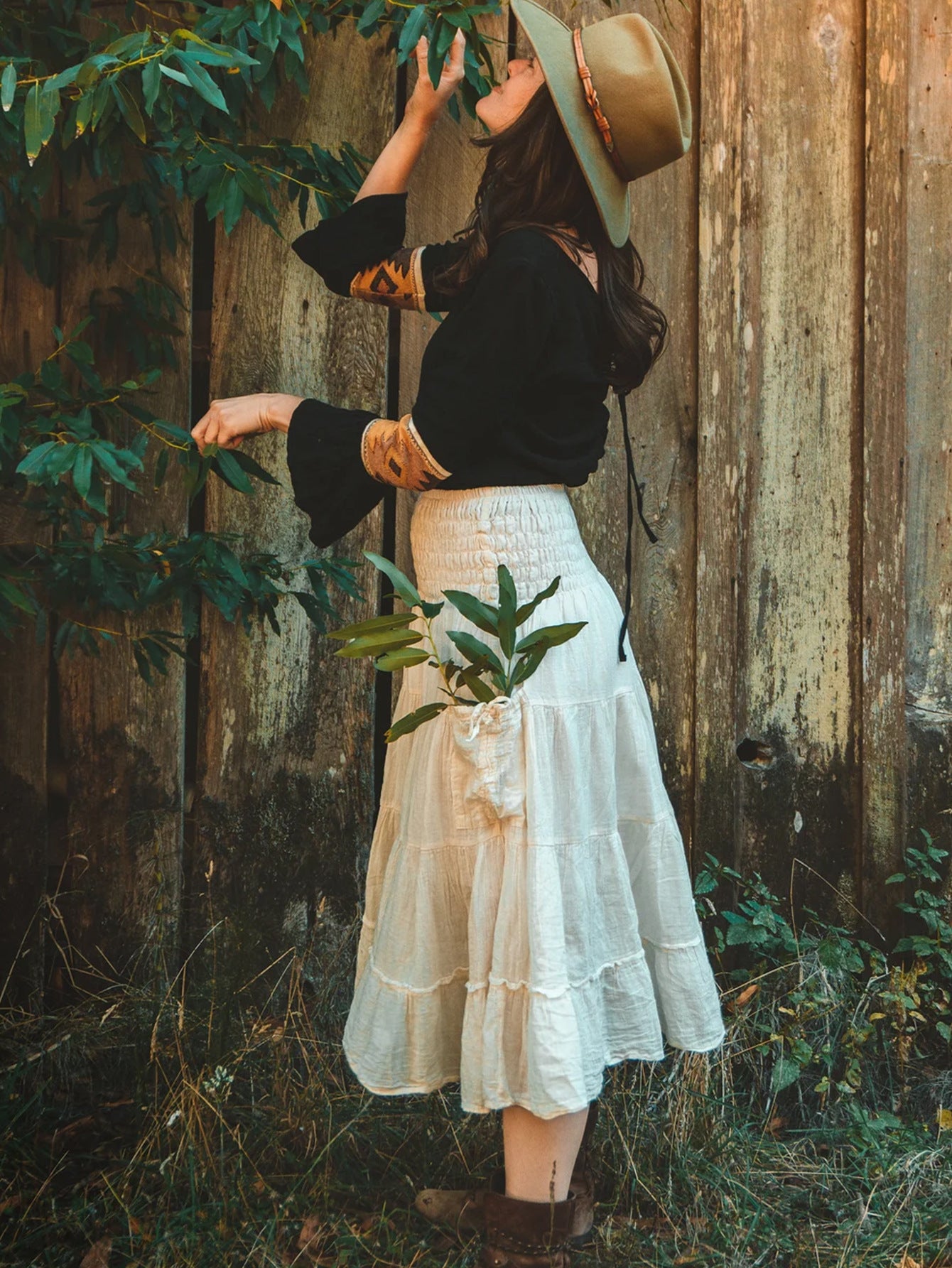 Casual Women Bohemian Loose Solid Skirt