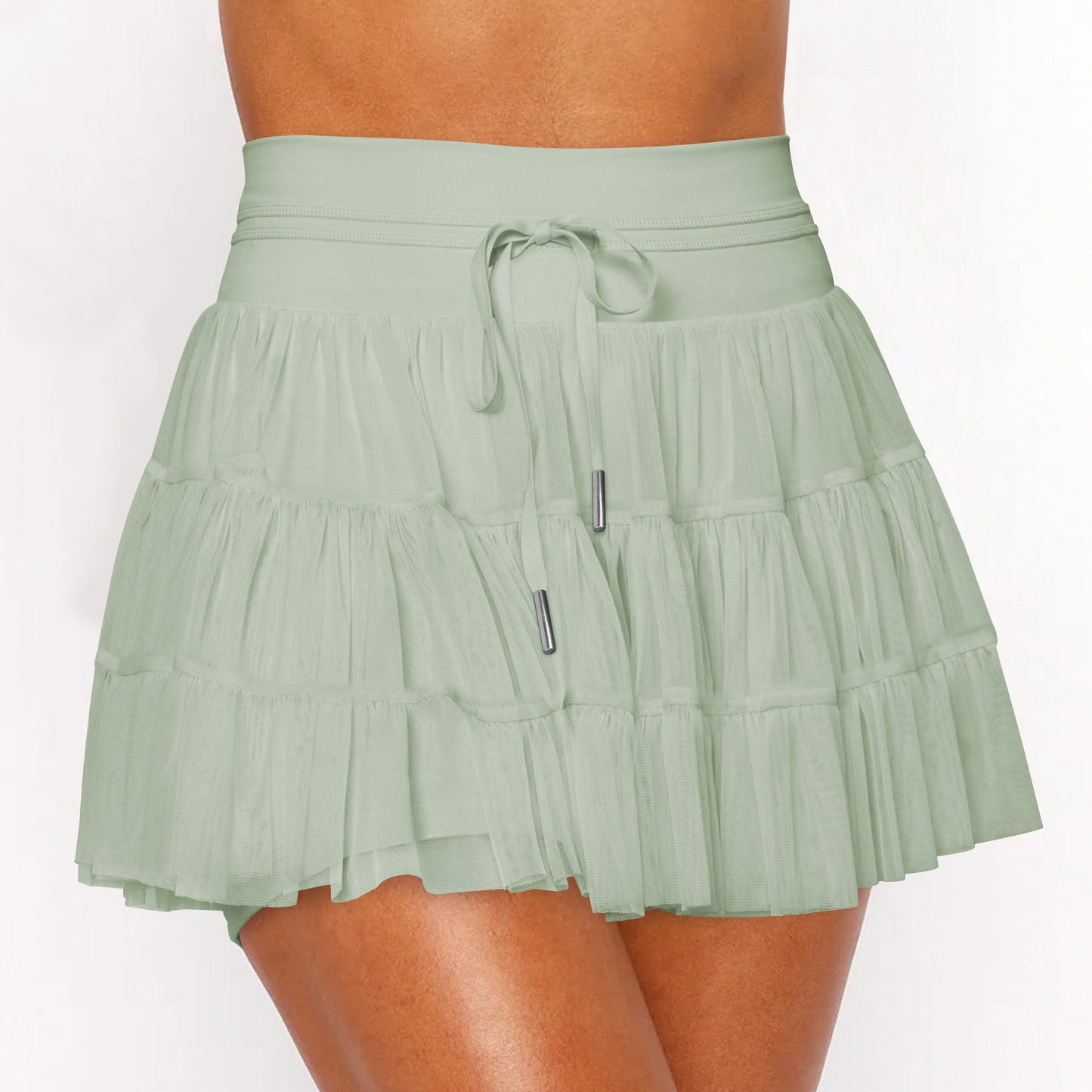 Lace Mesh Patchwork Culottes Exposure-proof Belt Safety Pants