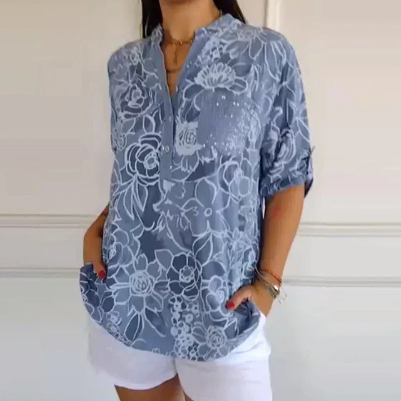 Fashion Casual Trend Floral Print Blouse