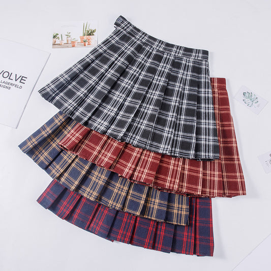Plaid Pleated Skirt Women's Autumn And Winter High Waist Short