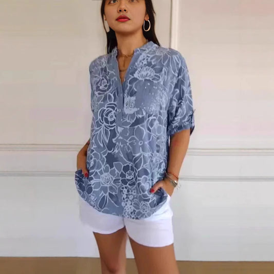 Fashion Casual Trend Floral Print Blouse