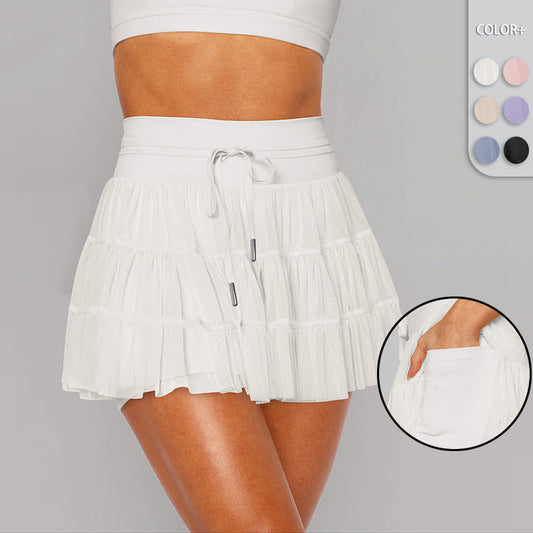 Lace Mesh Patchwork Culottes Exposure-proof Belt Safety Pants